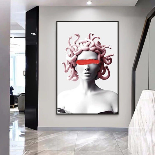 Medusa Sculpture Canvas Painting Vaporwave Art Prints Modern Wall Art For Home Design